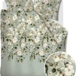 flanel Ariadne at Home Autumn Blossom dekbedovertrek - 240x200/220 - Licht groen