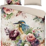 Descanso Dekbedovertrek "bloemen en vogels