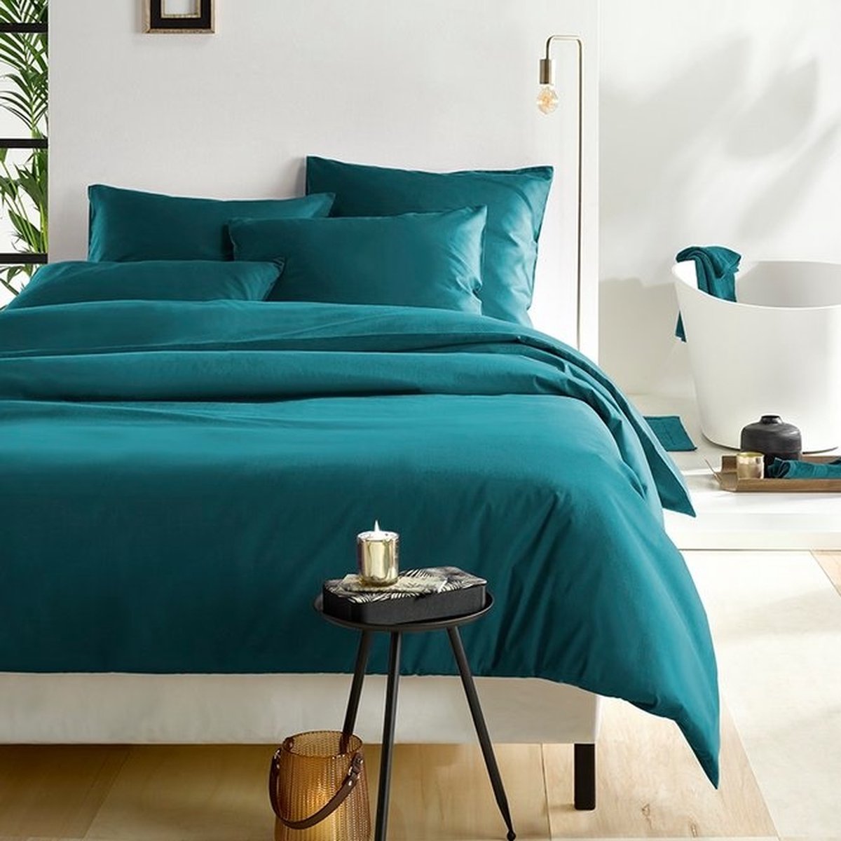 De Witte Lietaer Dekbedovertrek Katoen Satijn Olivia – Lits Jumeaux – 240 x 220 cm – Groen
