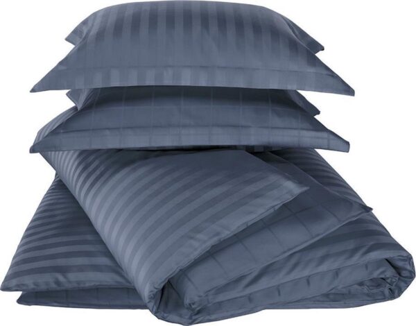 De Witte Lietaer Dekbedovertrek Katoen Satijn Zygo - Lits Jumeaux - 240 x 220 cm - Blauw - Afbeelding 2