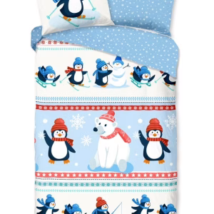 Kinderdekbedovertrek Good Morning Flanel Penguins