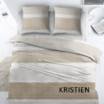 katoen - laken - Kristien beige - 2 persoons - 240x300 - incl kussensloopen
