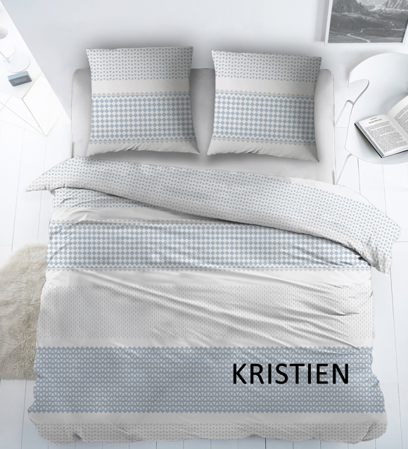 katoen laken Kristien bleu 1 persoons 180x290 incl sloop