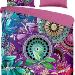 HIP dekbedovertrek mandala's en bladeren - 200x200/220 cm - Multi - 100% Katoen satijn
