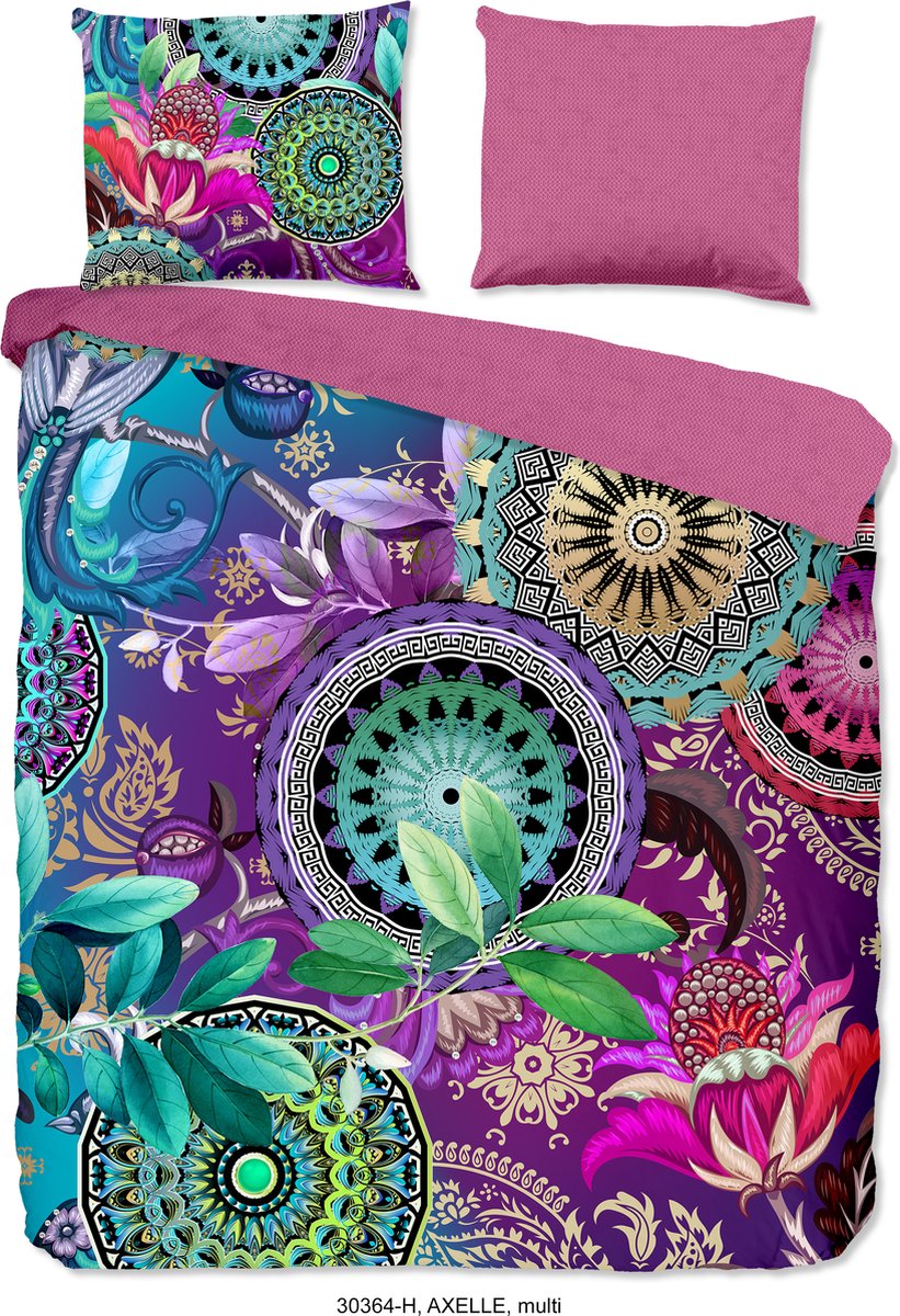 HIP dekbedovertrek mandala's en bladeren - 200x200/220 cm - Multi - 100% Katoen satijn