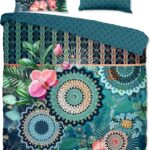 HIP dekbedovertrek mandala's en bloemen - 200x200/220 cm - Petrol - 100% Katoen satijn