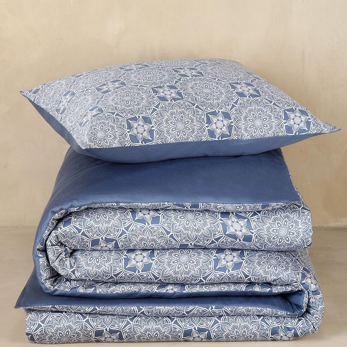 De Witte Lietaer Dekbedovertrek Katoen Satijn Henna - Eenpersoons - 140 x 200/220 cm - Blauw - Afbeelding 3