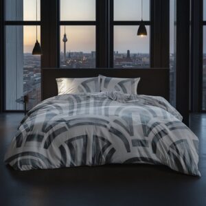 Heckettlane Dekbedovertrek Katoen Satijn Kaia - Ice Blue - 100% Katoen-Satijn - Dekbedovertrek 240x200/220 cm - Lits Jumeaux - Berlijn