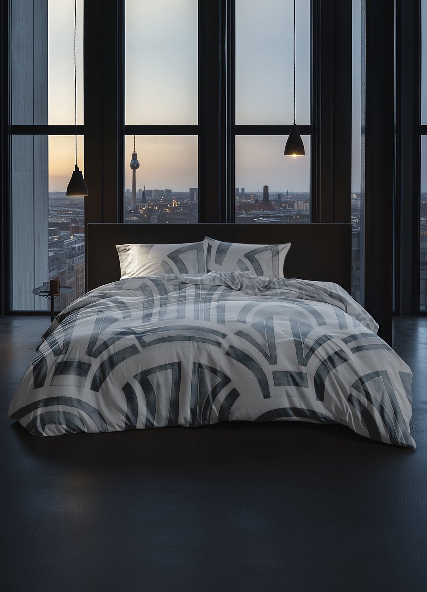 Heckettlane Dekbedovertrek Katoen Satijn Kaia - Ice Blue - 100% Katoen-Satijn - Dekbedovertrek 240x200/220 cm - Lits Jumeaux - Berlijn