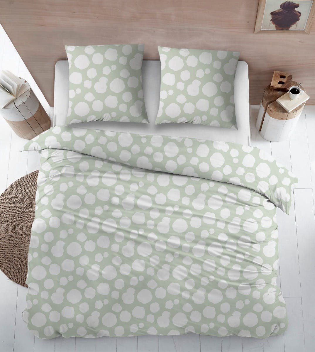 Percalino Dekbedovertrek - Green Bollen Perkalkatoen - B 240 x L 220 cm -