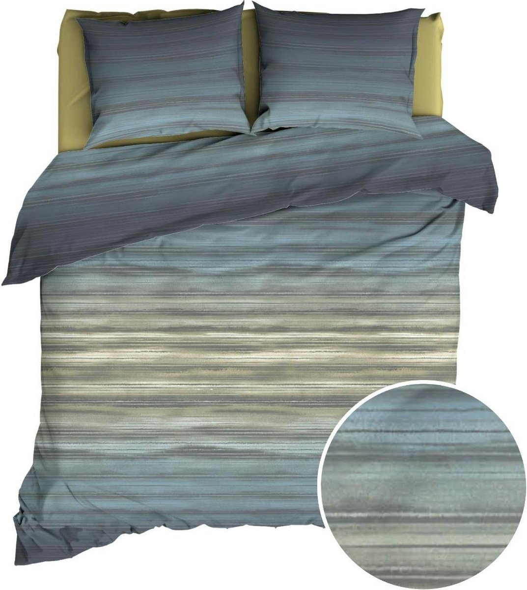 Satin d'Or Fluvius Dekbedovertrek - Lits-jumeaux -(240x200/220 cm + 2 slopen) - Teal/Blauw