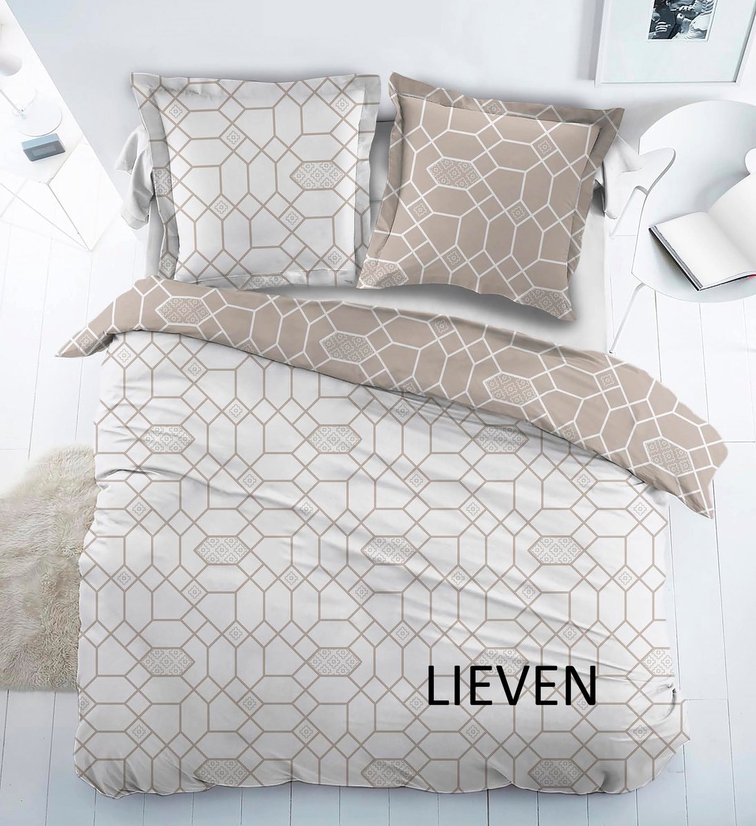 Flanel laken -lieven taupe - 240 x 300 - incl kussenslopen