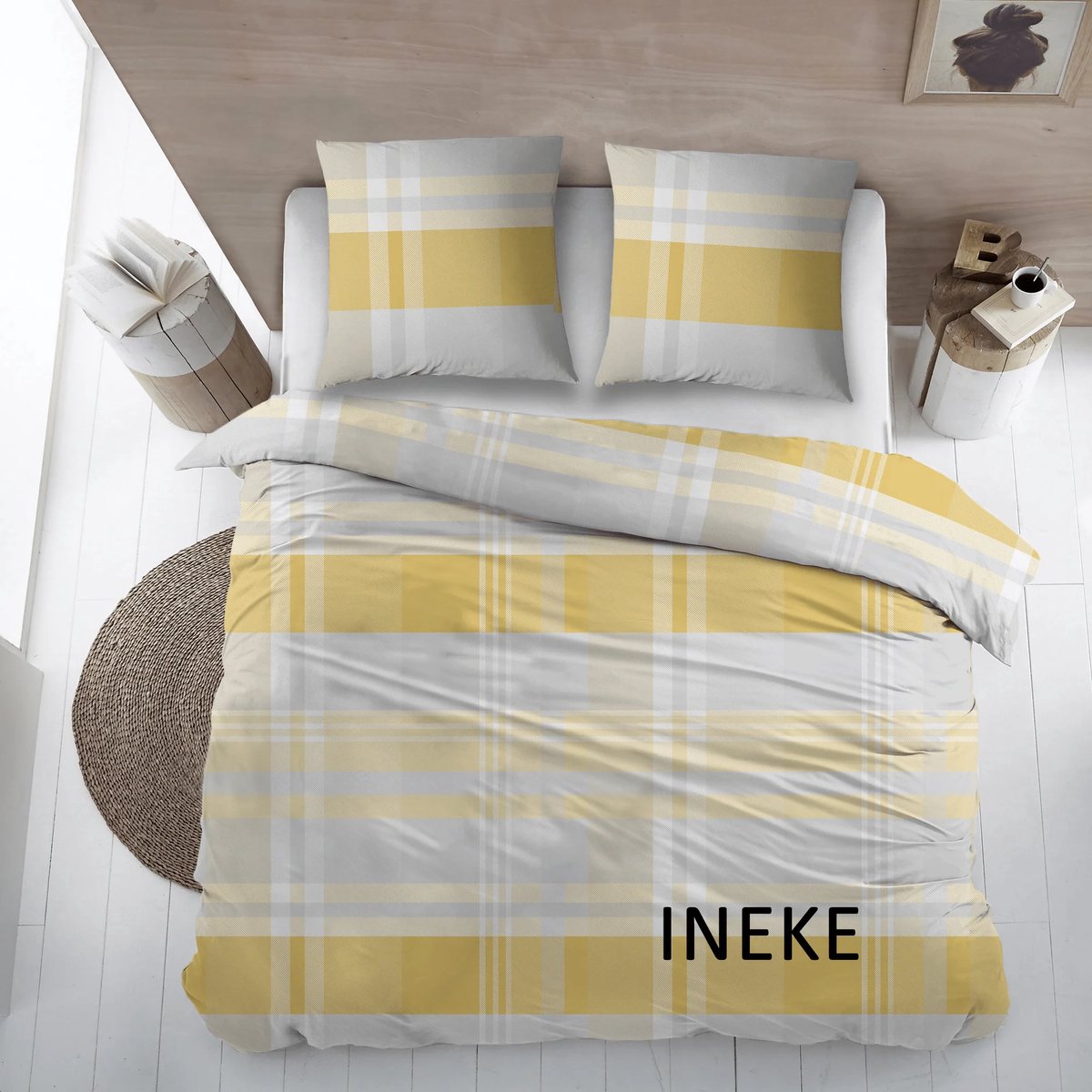 Flanel laken INEKE geel 240 x 300 met slopen
