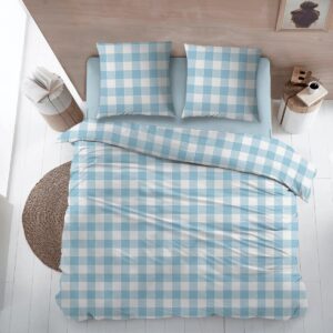 Flanel laken LIES blauw 240 x 300 met slopen