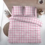 Flanel laken LIES roze 240 x 300 met slopen