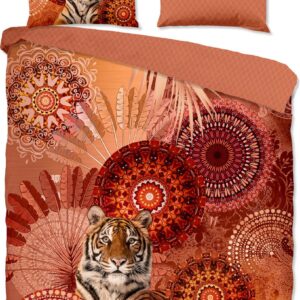 HIP dekbedovertrek mandala's en een tijer - 240x200/220 cm - Terra - 100% Katoen satijn