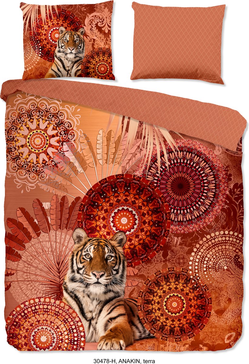 HIP dekbedovertrek mandala's en een tijer - 240x200/220 cm - Terra - 100% Katoen satijn