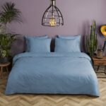 HIP dekbedovertrek effen kleur - 240x200/220 cm - Blauw - 100% Katoen satijn