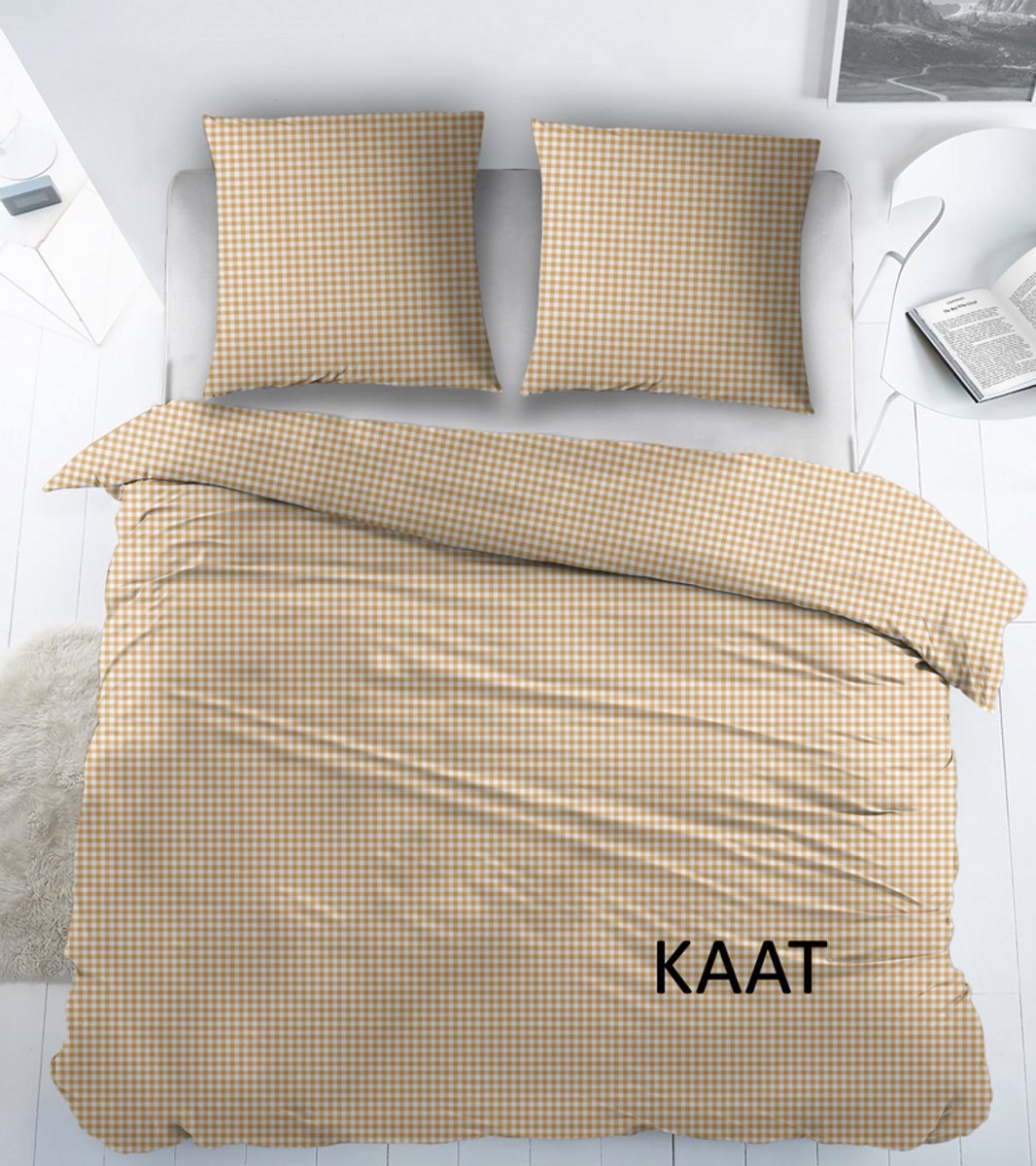 Katoen Laken 2 persoons 240x300 met kussenslopen KAAT YELLOW