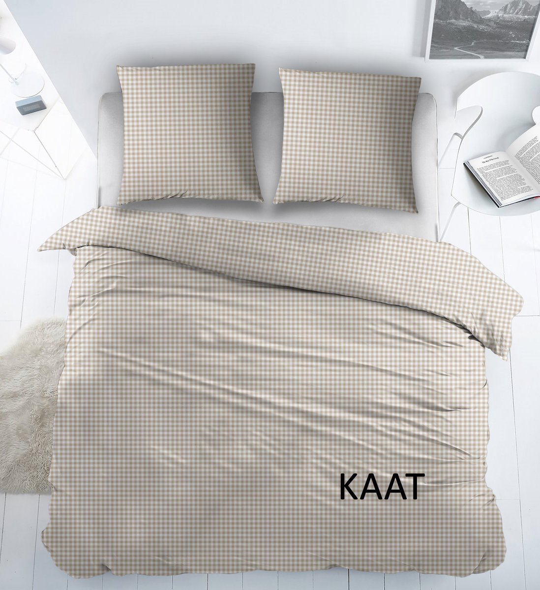 Lakenset Katoen Kaat - Beige - 240 x 300 cm + 2 kussenslopen