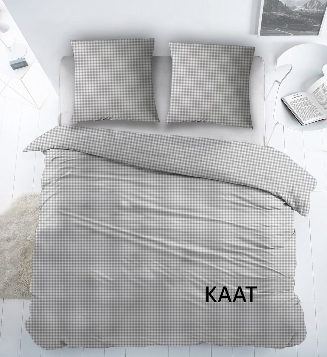 Lakenset Katoen Kaat - Grijs - 240 x 300 cm + 2 kussenslopen