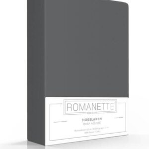 Romanette Hoeslaken Katoen Antraciet 180 x 200 cm