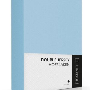 Romanette Double jersey bleu 100% katoen kingsize 200x200/220/230