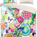 HIP dekbedovertrek mandala's, bloemen en een vogel - 240x200/220 cm - Multi - 100% Katoen satijn
