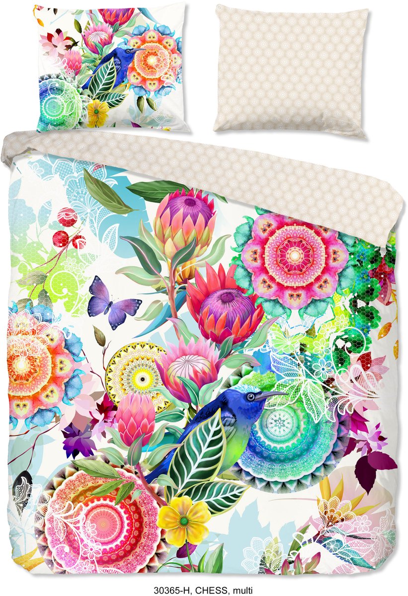 HIP dekbedovertrek mandala's, bloemen en een vogel - 240x200/220 cm - Multi - 100% Katoen satijn