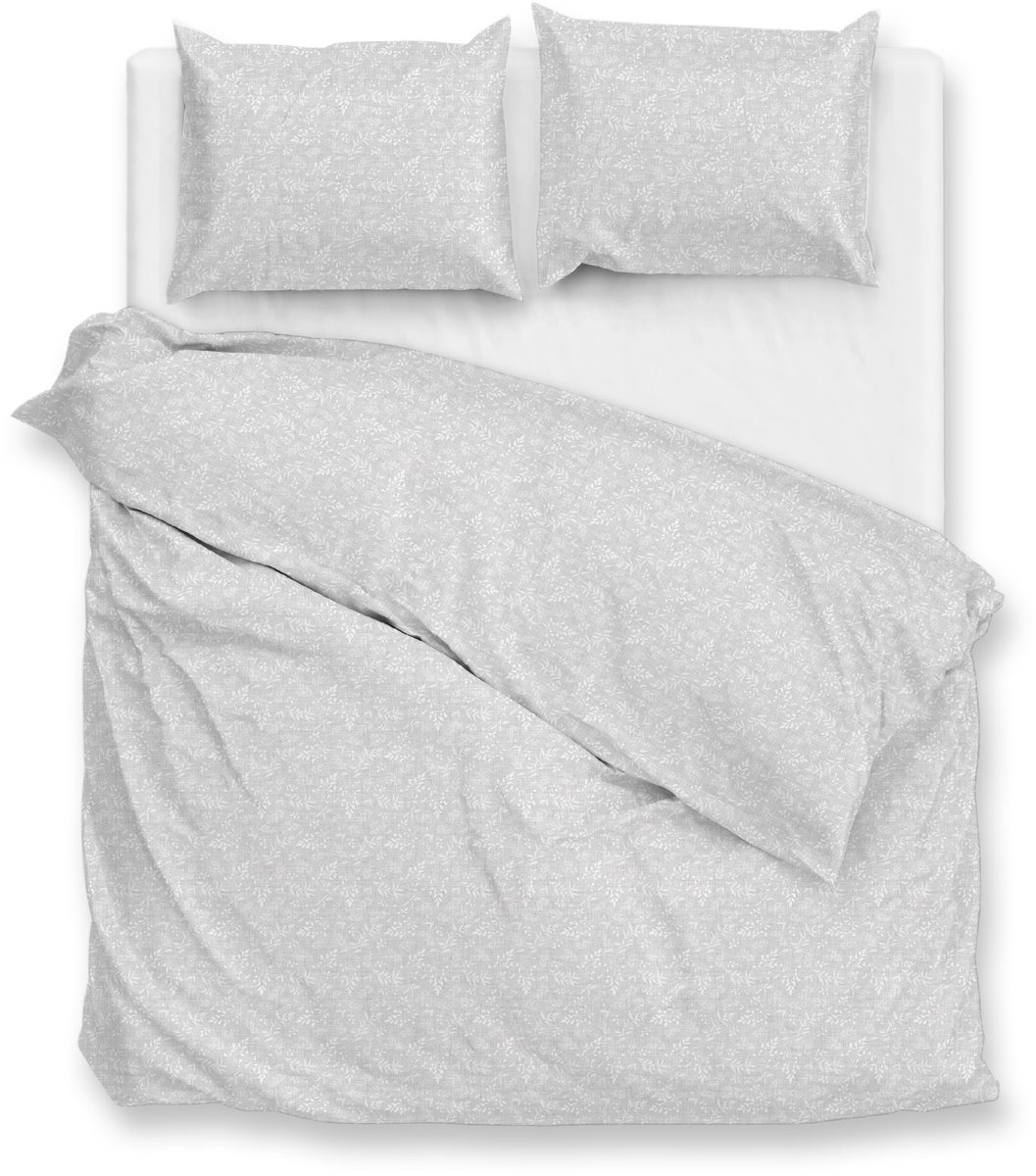 Zohome Dekbedovertrek Petali di Lino - Deken - Dekbed - Grijs - 100% Katoen - Bloemen - 240x220 + 2 slopen 60/70 cm