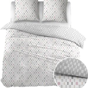 Percalino Dekbedovertrek - Grey, Beige Geometrisch Perkalkatoen - B 240 x L 220 cm