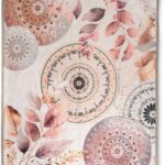 HIP Plaid 130x160 cm - Mandala en Bladeren Print - Grijs/Roze