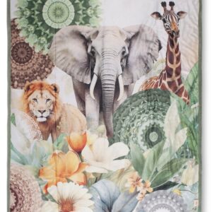 HIP Plaid 130x160 cm - Safari Dieren en Bloemen Print