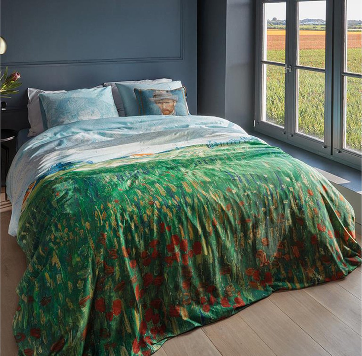 Beddinghouse x Van Gogh Museum Field with Poppies dekbedovertrek - 240x200/220 - Groen
