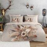 Good Morning dekbedovertrek bloemen - Lits jumeaux 240x200/220 cm - Zand - 100% Katoen flanel