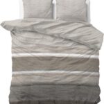 Sleeptime Flanel Stone Stripe - Dekbedovertrekset - Lits-Jumeaux - 240x200/220 + 2 kussenslopen 60x70 - Taupe